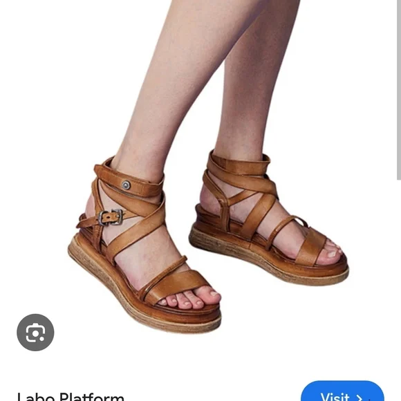 A.S.98 Women's Brown Strappy Platform Sandals - Picture 2 of 4